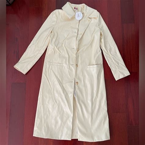 STAUD Jackets Coats Nwt Staud White Patent Leather Trench Jacket