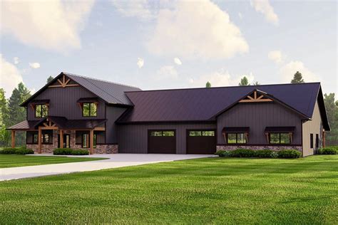 Story Bedroom Multi Generational Barndominium Style House With