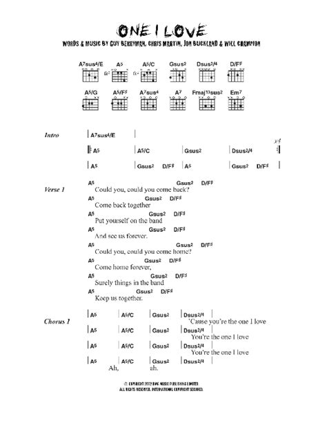 One I Love by Coldplay - Guitar Chords/Lyrics - Guitar Instructor