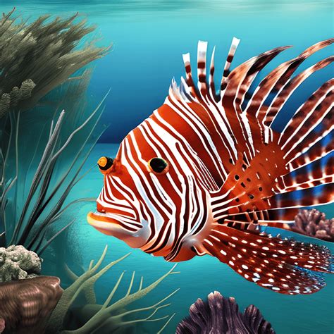 Beautiful Exotic Lionfish Saltwater Fish · Creative Fabrica