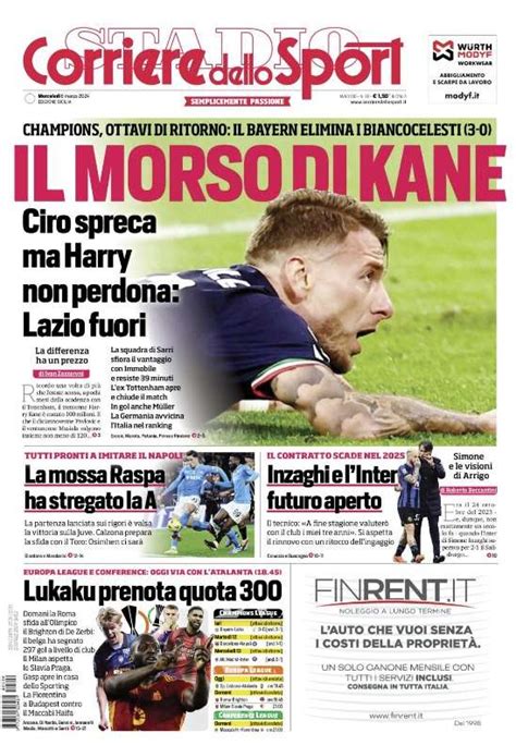 Prima Pagina Corriere Dello Sport Il Morso Di Kane