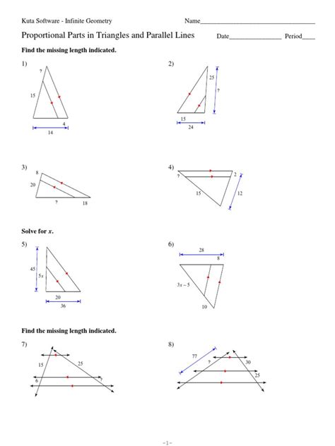 Parallel Lines And Triangles Worksheet