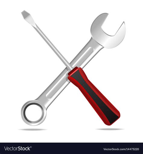 Realistic Detailed Wrench And Screwdriver Vector Image