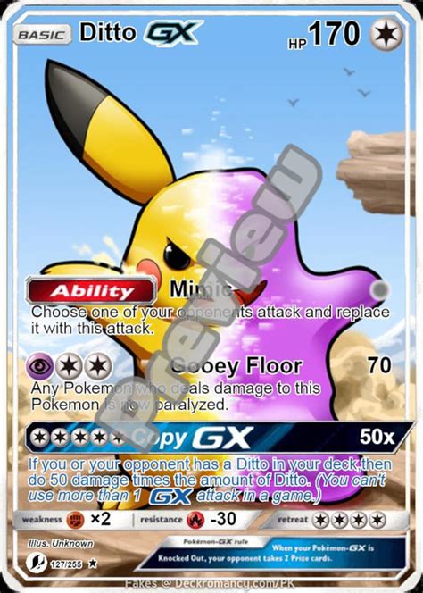 Ditto GX Gmax Vmax Gigantamax Ex Pokemon Card Etsy