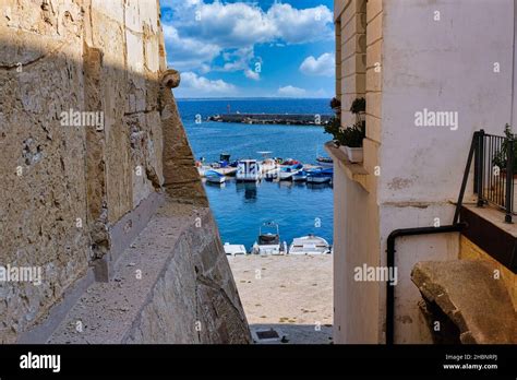 Landscape of beautiful old port of Gallipoli (Fishermen`s boats ...