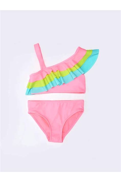 Deep Beach Renkli Volanl K Z Ocuk Bikini Tak M Db Bt Fiyat Yorumlar Trendyol