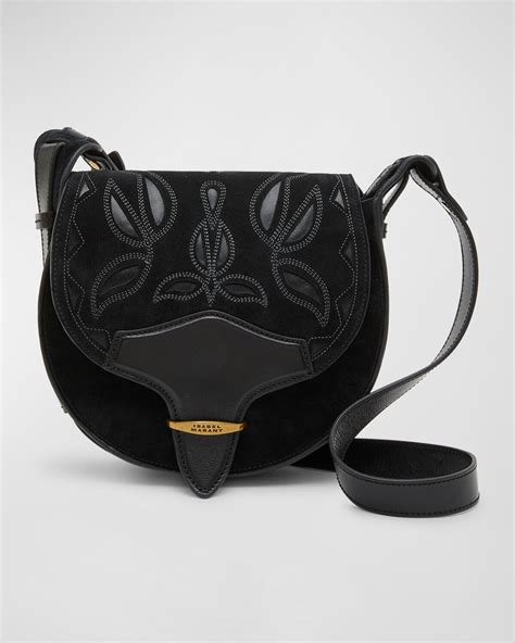 Isabel Marant Étoile Botsy Saddle Suede Crossbody Bag Black