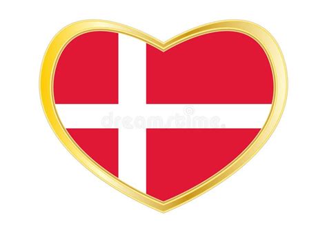 Denmark Heart Shape Love Symbol National Flag Country Emblem Stock