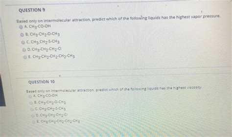 Solved Question Based Only On Intermolecular Attraction Chegg