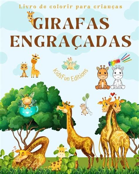 Girafas engraçadas Livro de colorir para crianças Cenas fofas de