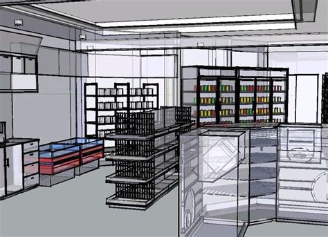 Minimarket 3D SKP Model For SketchUp Designs CAD