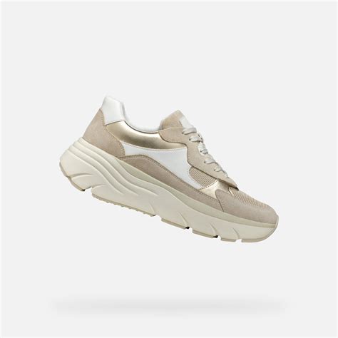 Geox Diamanta Mujer Zapatillas Con Plataforma Blanco Beige Claro