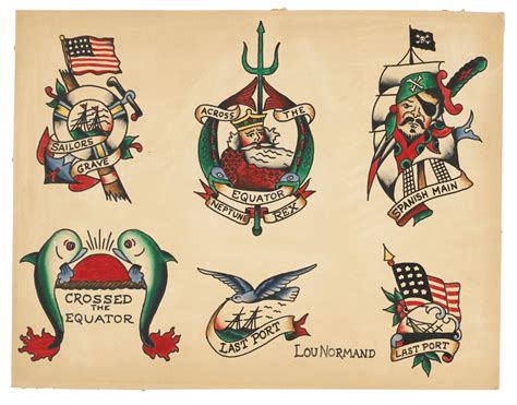 Lot - Sailor Tattoo Designs by Lou Normand (Probably Hawaii, ca. 1955)