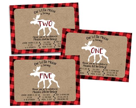 Moose Birthday Invitations Little Moose Invitations Red - Etsy