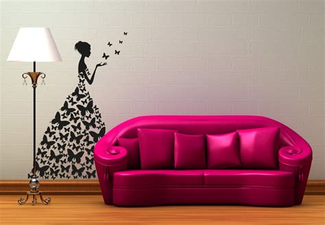 Special-Creative-Wall-Stickers-Butterfly-Dress-Beautiful-Girl-Wall-Art ...