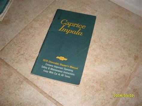 Buy 1979 Chevrolet Caprice Impala Owners Manual Owner S Guide Book