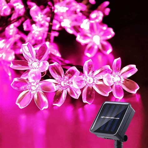 Mankinlu Solar Outdoor Cherry Blossom Strings Lights Feet Leds