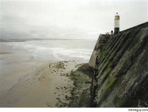 Difference in High and Low Tides on a beach in the UK - Meme Guy