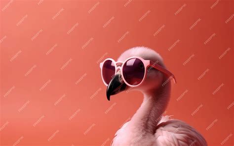 Premium Photo Flamingo Wearing Sunglasses On Pink Background