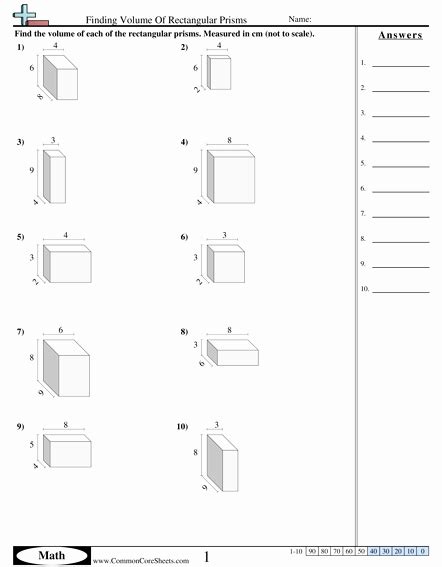 50 Volumes Of Prisms Worksheet