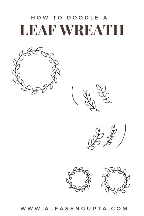 Doodle Series Vine Leaves Leaf Wreath Alfa Sengupta