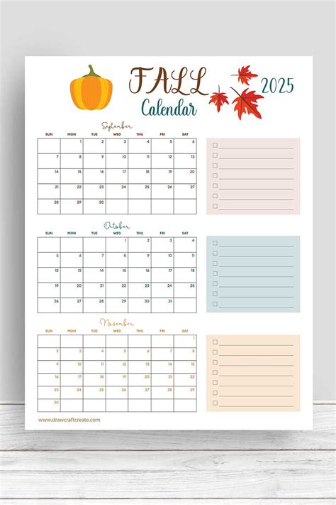 Free Printable 2025 Fall Calendars - Draw Craft Create