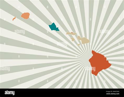 Mapa de Hawái Póster con mapa del estado de los EE UU En paleta de