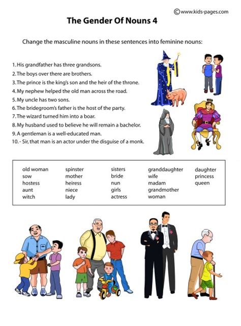 Gender Of Nouns Worksheets For Grade 3