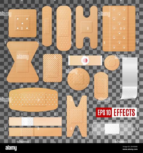 Medical Plaster First Aid Bandage Band And Patch 3d Vector Icons Different Types Of Adhesive