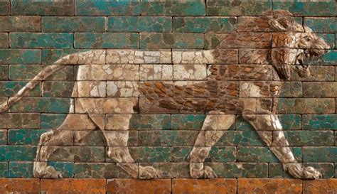 Two Panels With Striding Lions Neo Babylonian Ca B C