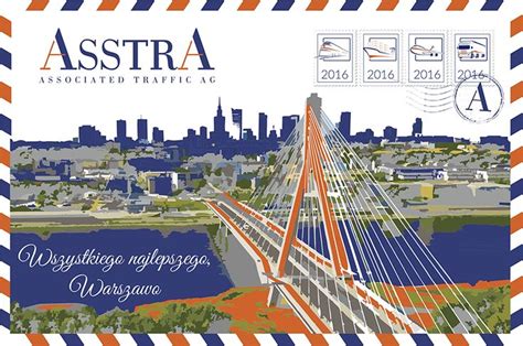 AsstrA Associated Traffic AG Warsaw #postcard, #linework, #graphics, # ...