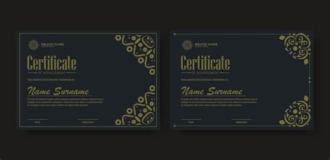 Premium Vector | Luxury black and gold certificate with gold frame color