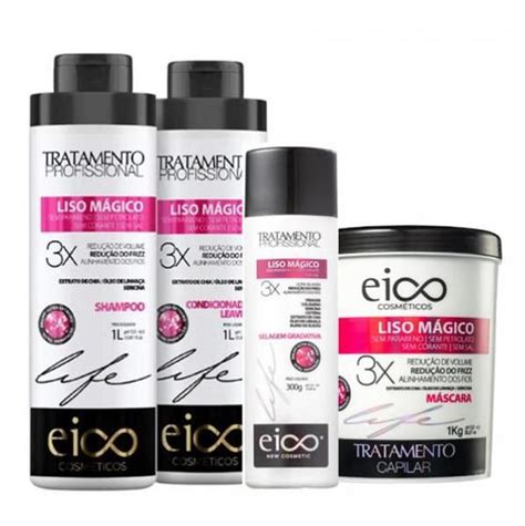 Eico Life Liso M Gico Shampoo E Condicionador L E Mascara Kg E