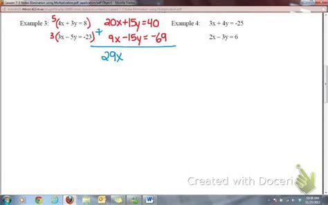 Lesson Solving Systems Using Elimination With Multiplication Youtube