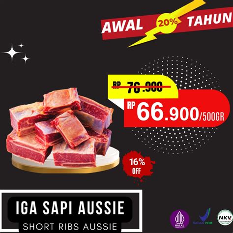 Jual Daging Iga Sapi Aus 100 Halal Import Beef Short Ribs Aus 500gr