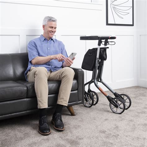 Stander Lets Move Rollator Lightweight Four Wheel Walker With Seat