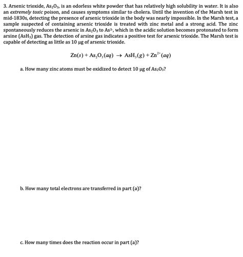 Solved 3 Arsenic Trioxide As2o3 Is An Odorless White