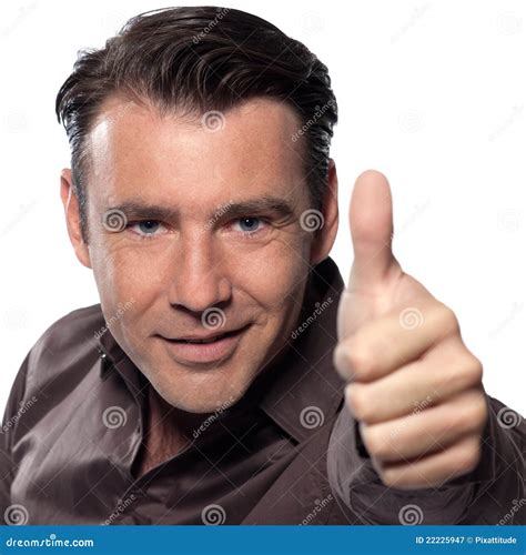 Man Portrait Thumb Up Stock Image Image Of Casual Isolated 22225947