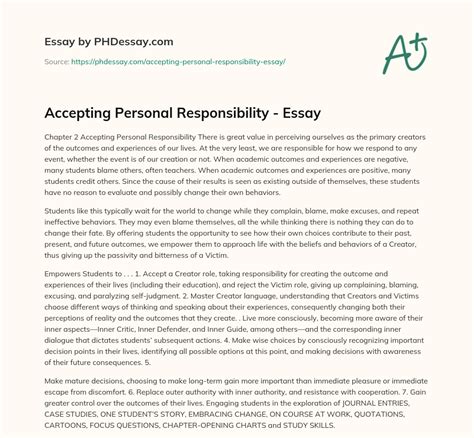 Accepting Personal Responsibility - Essay (400 Words) - PHDessay.com