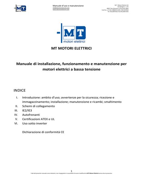 Manuale Generale Uso E Manutenzione