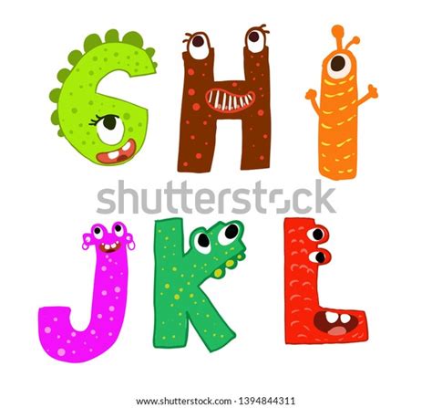 Cute Monster Letters Funny Vector Illustration Stock Vector Royalty Free 1394844311 Shutterstock