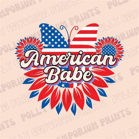 American Babe Png Fourth Of July Png Independence Day Sublimation Design For Girls Floral USA