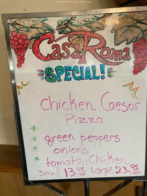 Menu at Casa Roma Restaurant, Claresholm, 1 St W