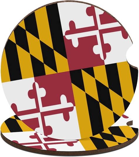 Maryland Flag Car Coaster Set Cup Holder Cork Bottom And