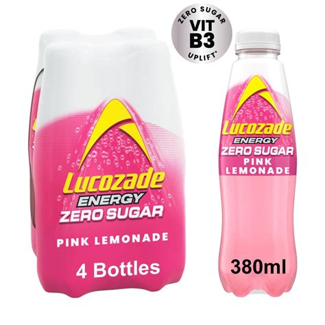 Lucozade Zero Pink Lemonade 4 X 380ml Tesco Groceries