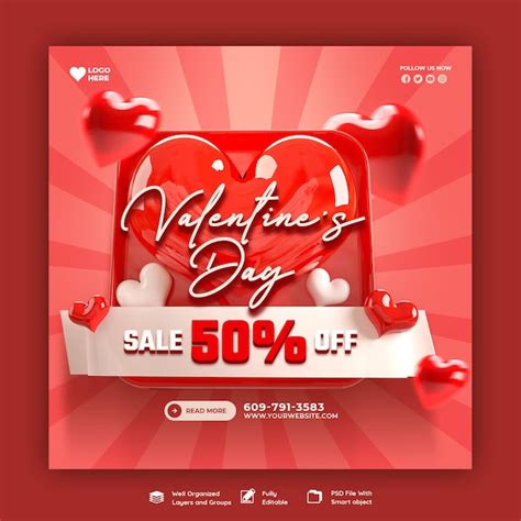 Free Psd Happy Valentine S Day Discount Sale Instagram Or Social