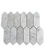 Carrara White Marble X Picket Fence Elongated Hexagon Mosaic Tile