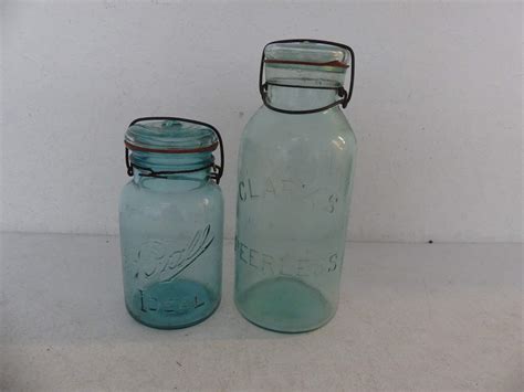 Lot 50 Vintage Clarks Peerless 2 Quart Green And Ball Ideal 1 Quart