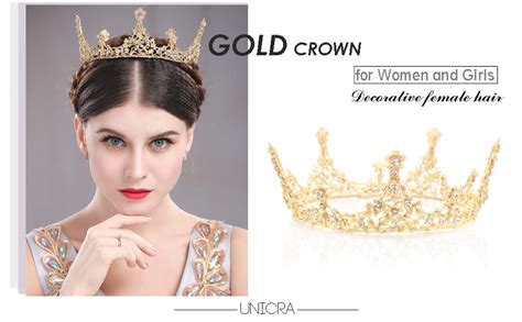 Unicra Gold Vintage Tiaras And Crowns Wedding Bridal Headbands Queen Crowns For