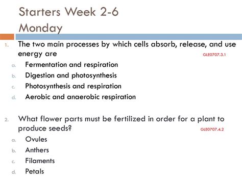 Starters Week 2 6 Monday The Two Main Processes By Which Cells Absorb